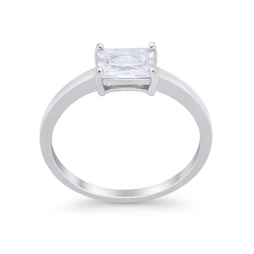 Radiant Cut Solitaire Engagement Ring Simulated CZ 925 Sterling Silver
